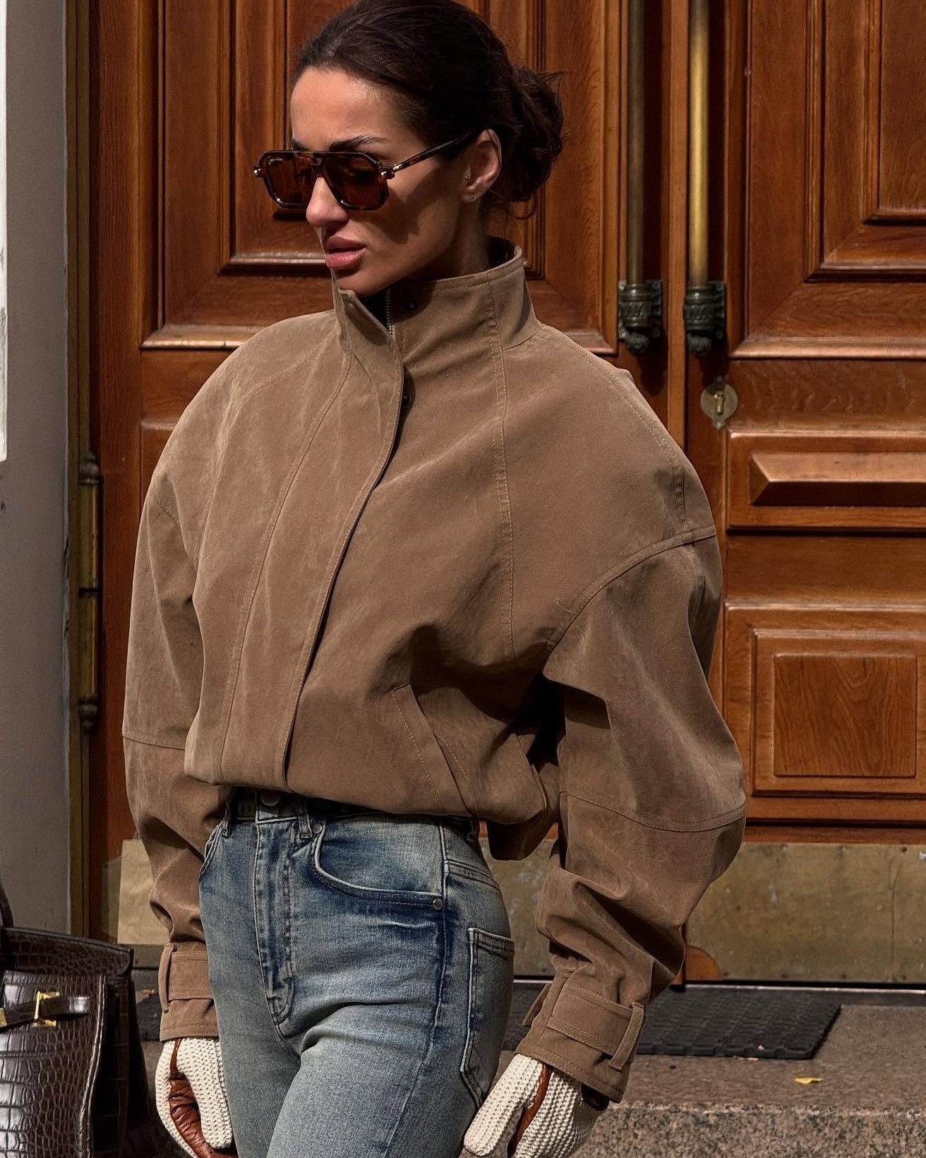 Veste zippée Emily en faux daim