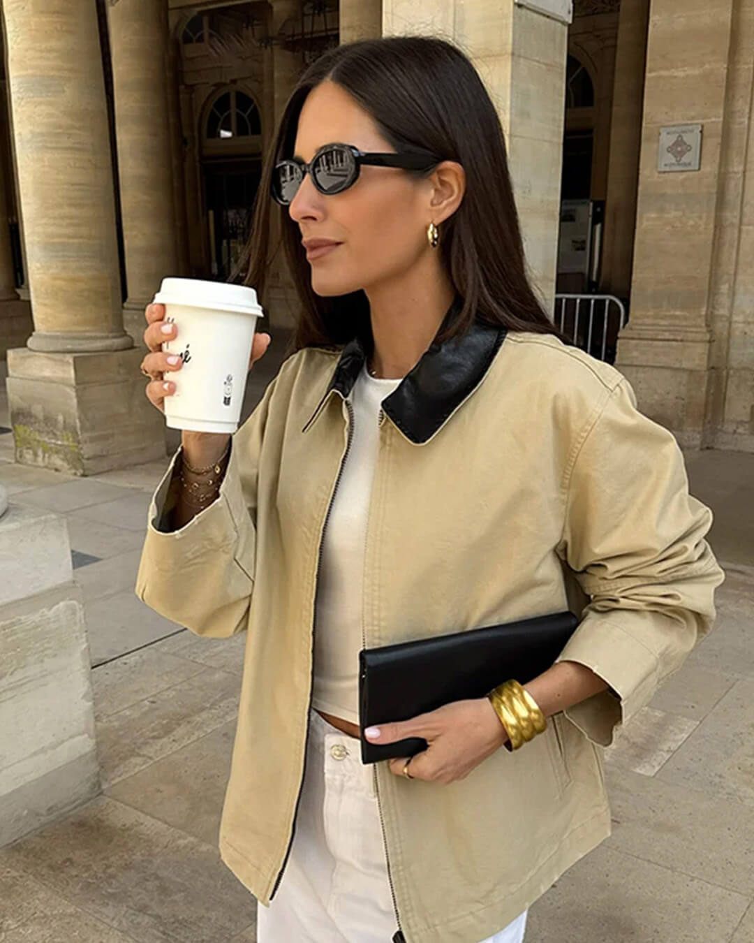 Veste zippée col contrastant Jessica
