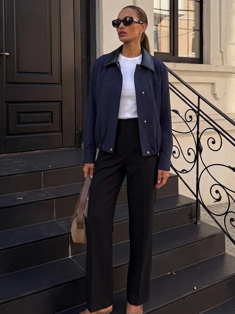 Layla Contrast Collar Bomber Jacket