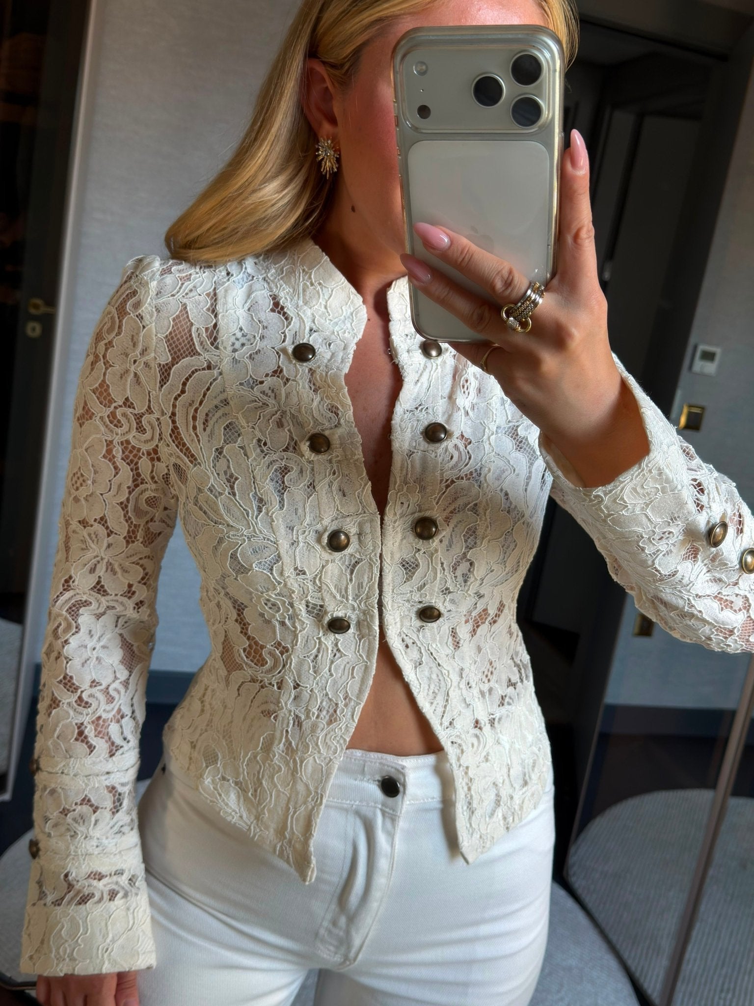 Veste patchwork en dentelle transparente Esther