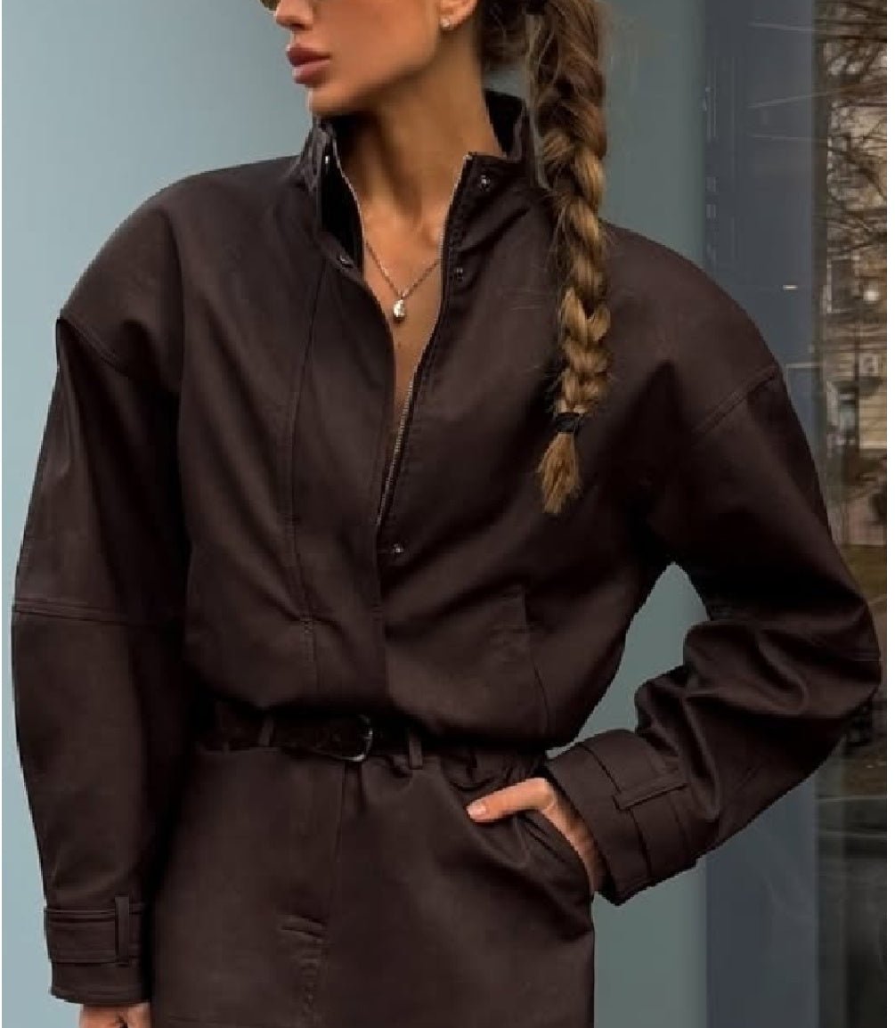 Nicole Suede Cropped Coat & Skirt Set