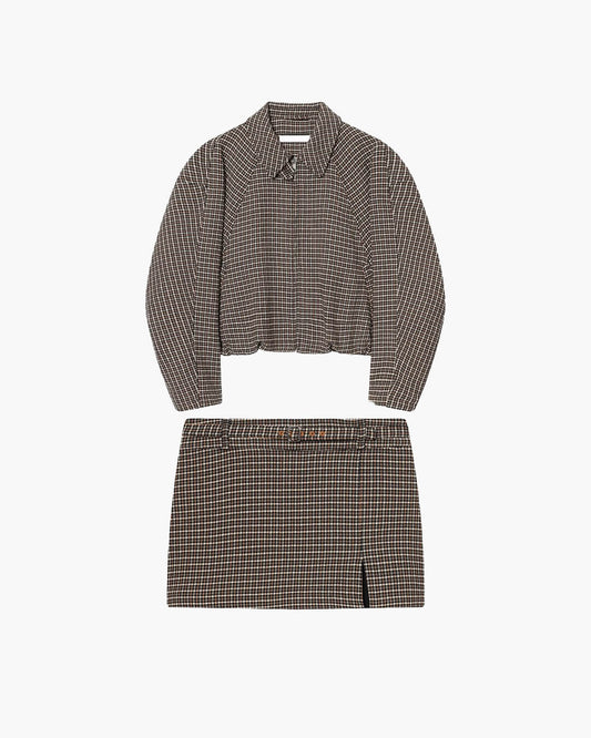 Erica. Veste tailleur zippée pied-de-poule