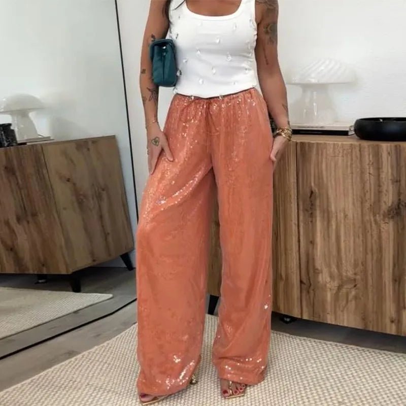 Margot Sequin Wide-Leg Trousers