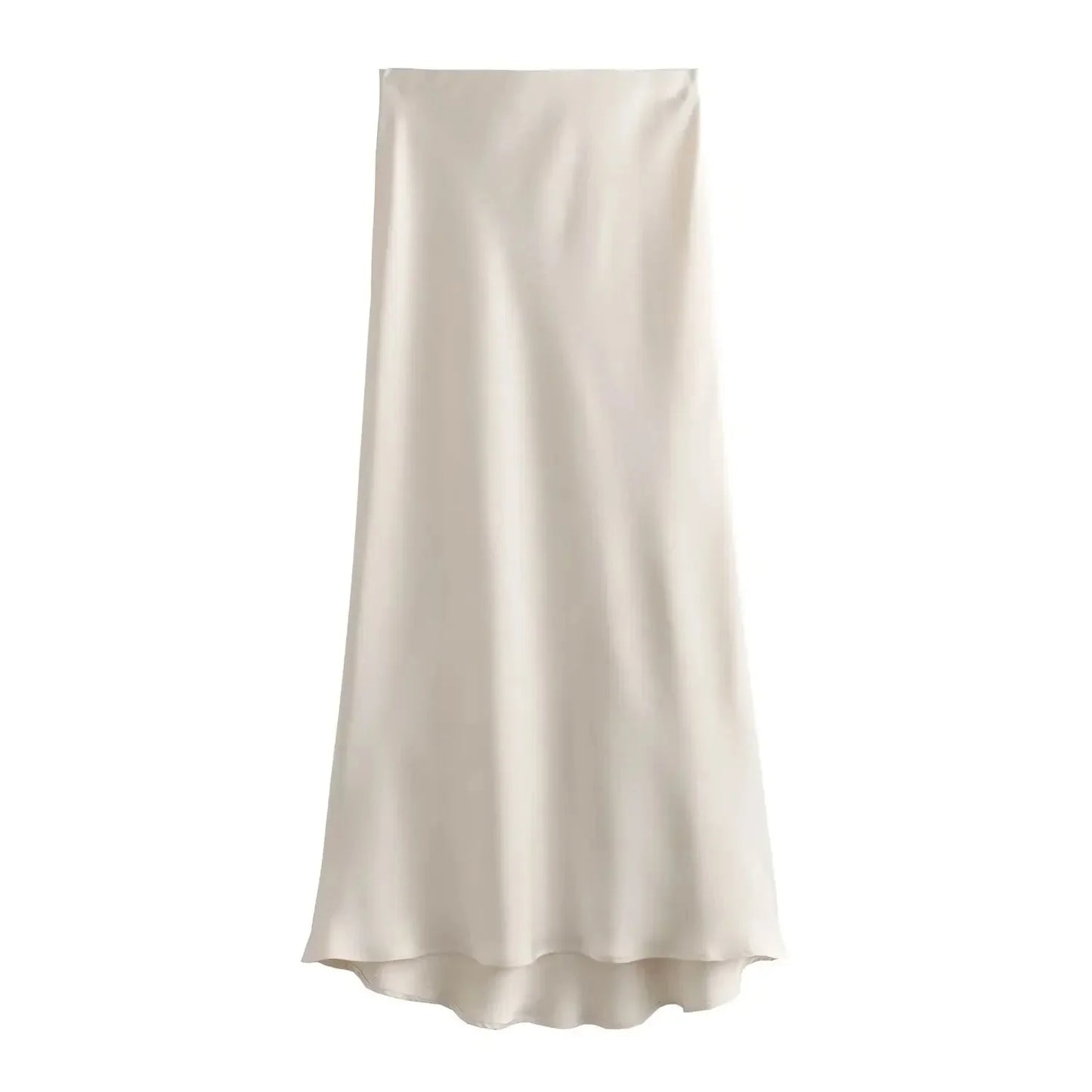 Jupe midi noire en satin taille haute Hilde