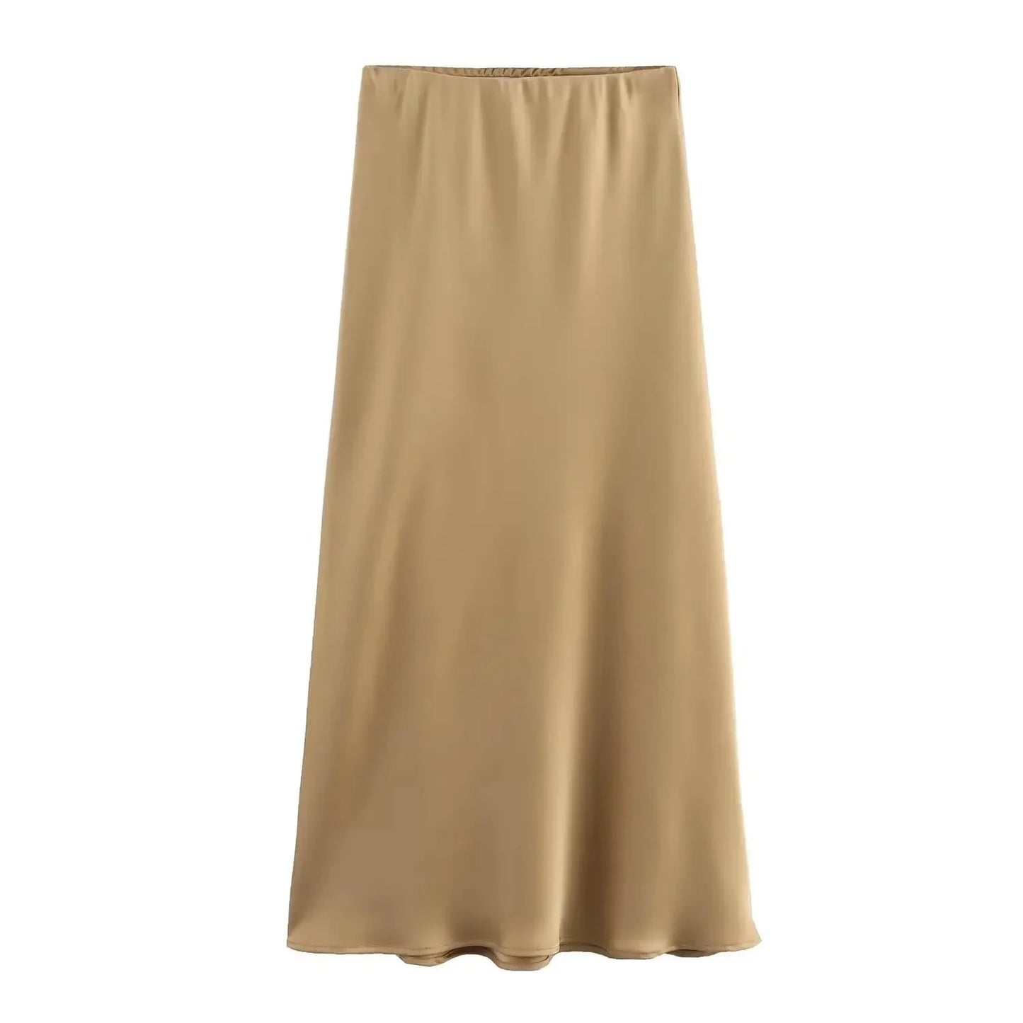 Jupe midi noire en satin taille haute Hilde