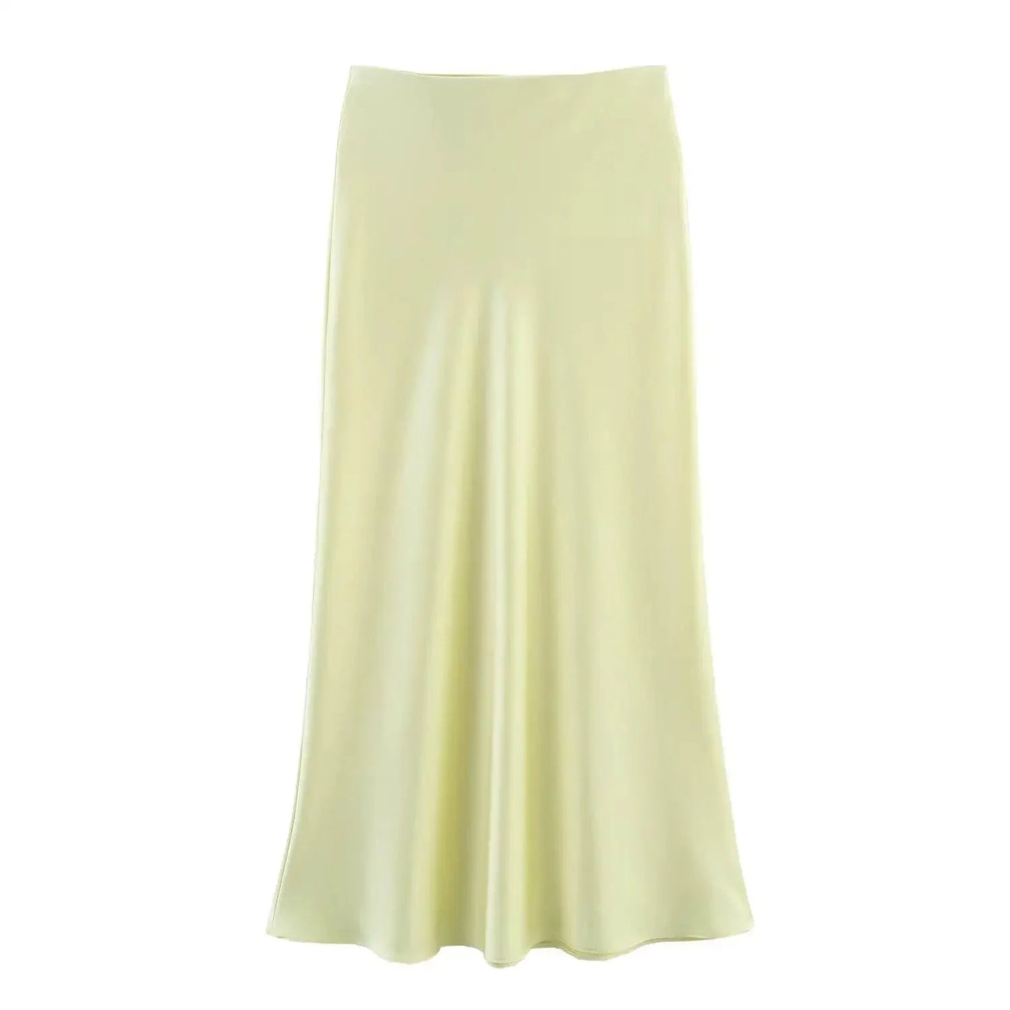 Jupe midi noire en satin taille haute Hilde