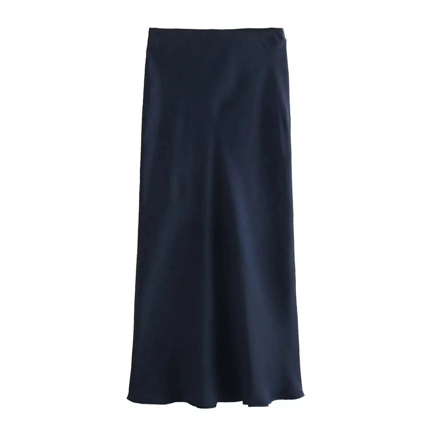 Jupe midi noire en satin taille haute Hilde