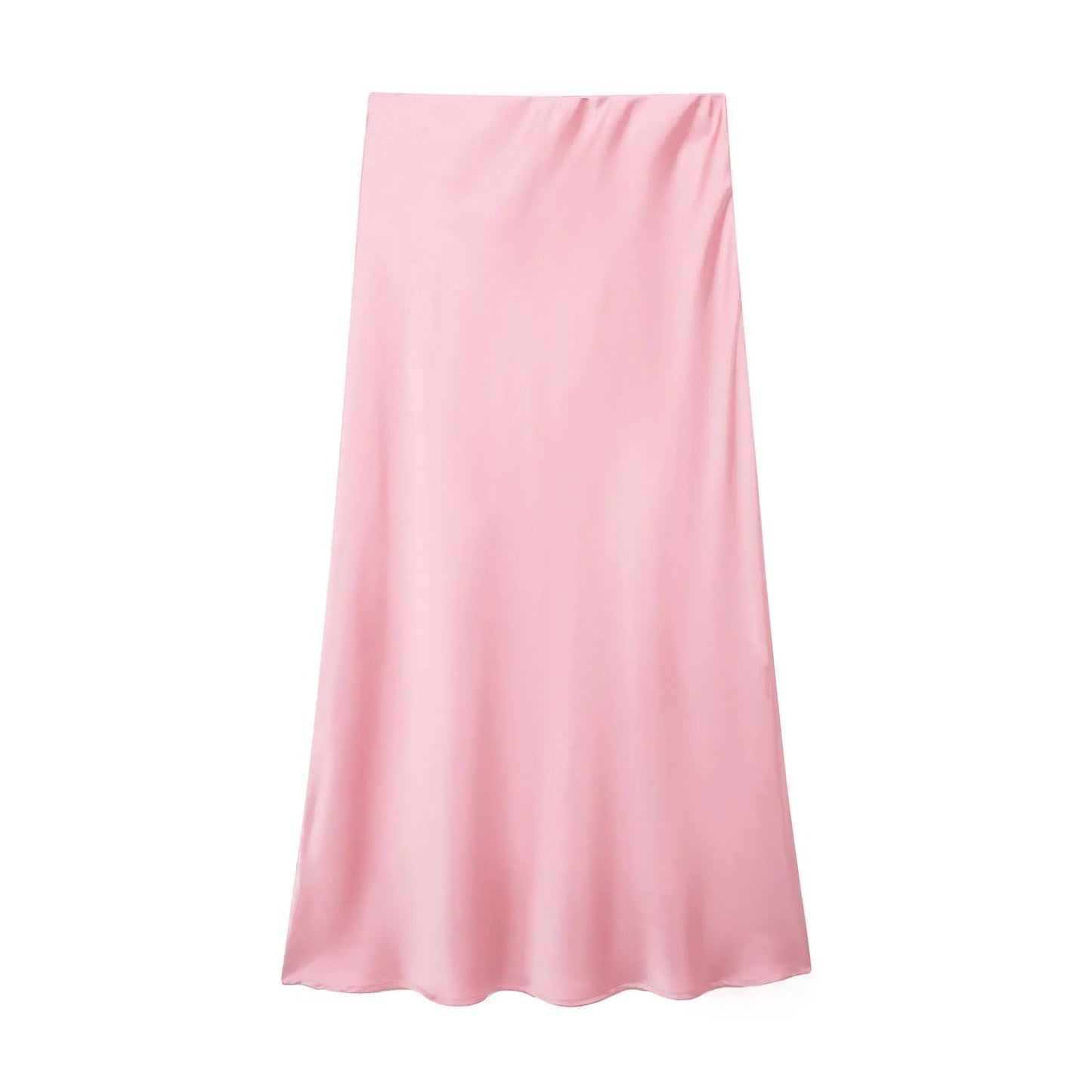 Jupe midi noire en satin taille haute Hilde
