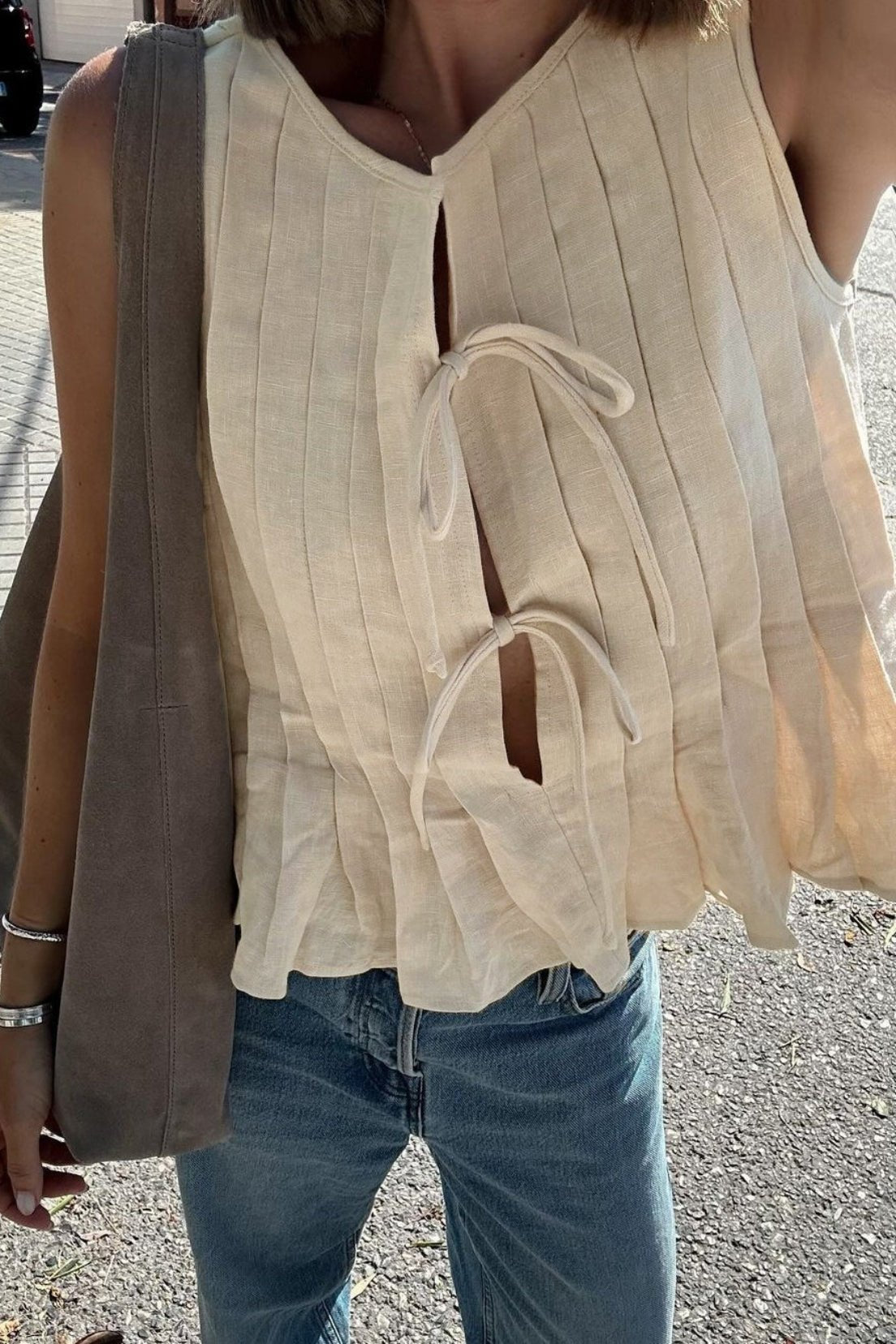 Marigold Ruffle Hem Tie-Front Top