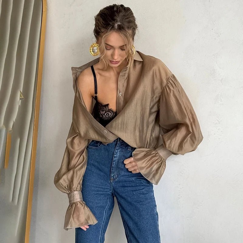 Blouse transparente à manches longues Vivienne