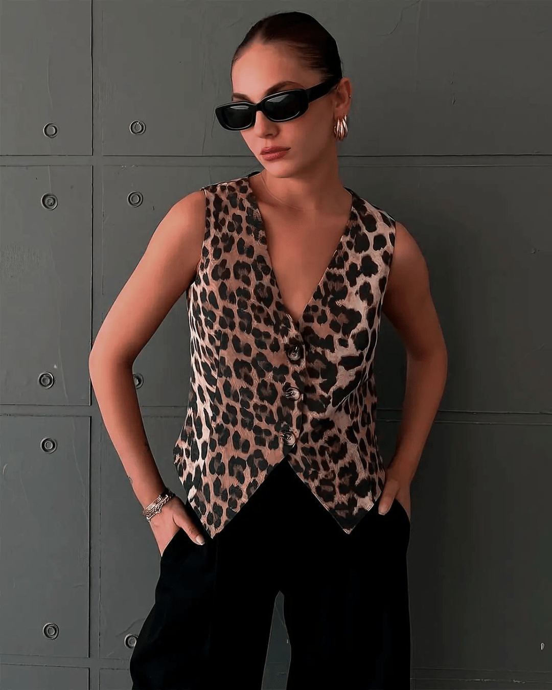 Monica gilet imprimé léopard