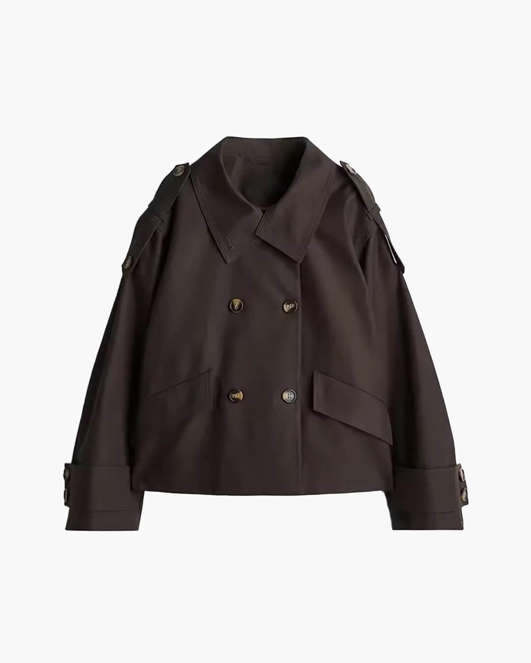 Brynn Stand Collar Cropped Trench Coat