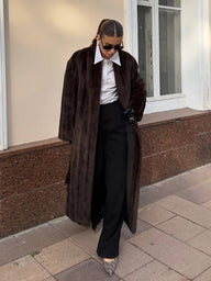Alicia Faux Fur Maxi Coat with Belt