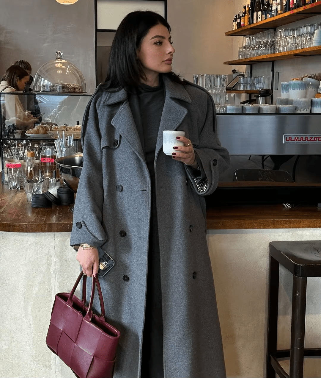 ZEYA - Alicia Gray Belted Long Coat