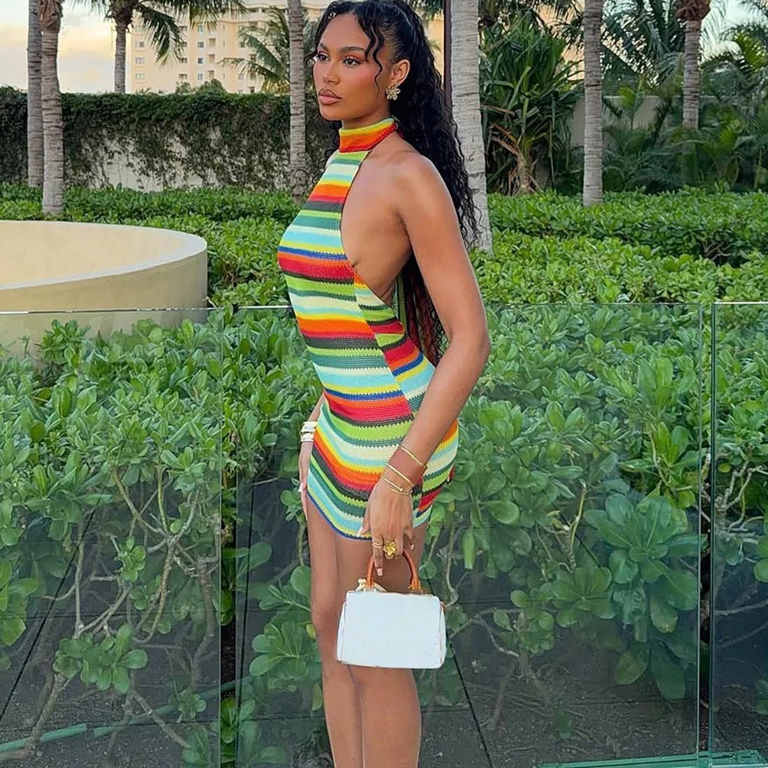 ZEYA - Allie Striped Halter Bodycon Dress