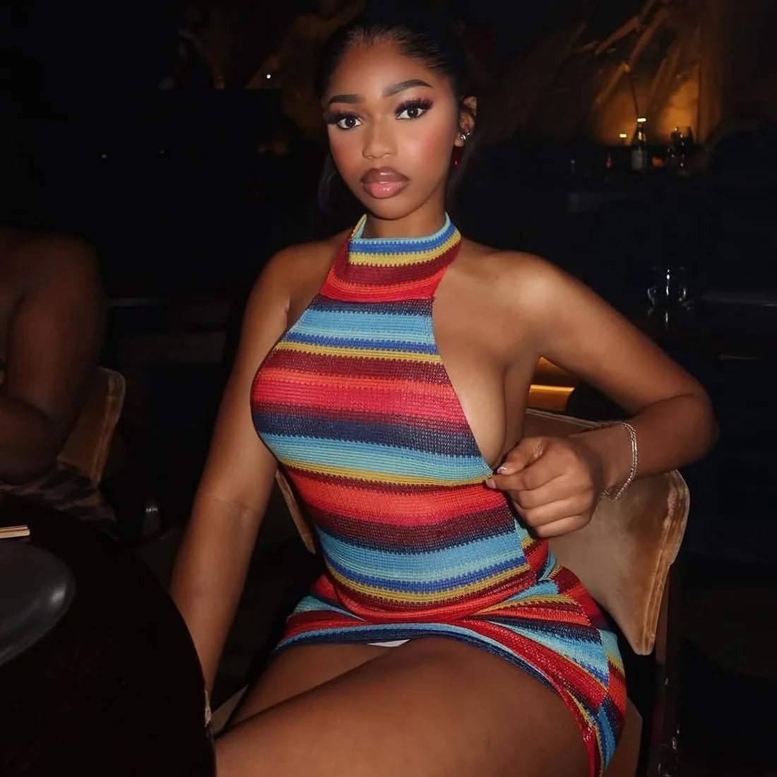 ZEYA - Allie Striped Halter Bodycon Dress