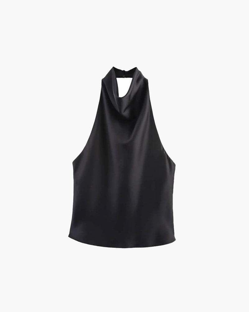 ZEYA - Allison Halter Backless Satin Top