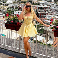 Amanda Retro Plunge mini-robe
