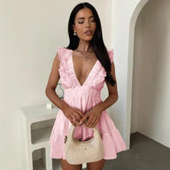 Amelia V-Neck Ruffle Sleeveless Dress
