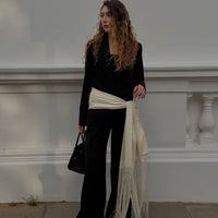Amelie Fringe Tassel Satin Scarf Belt