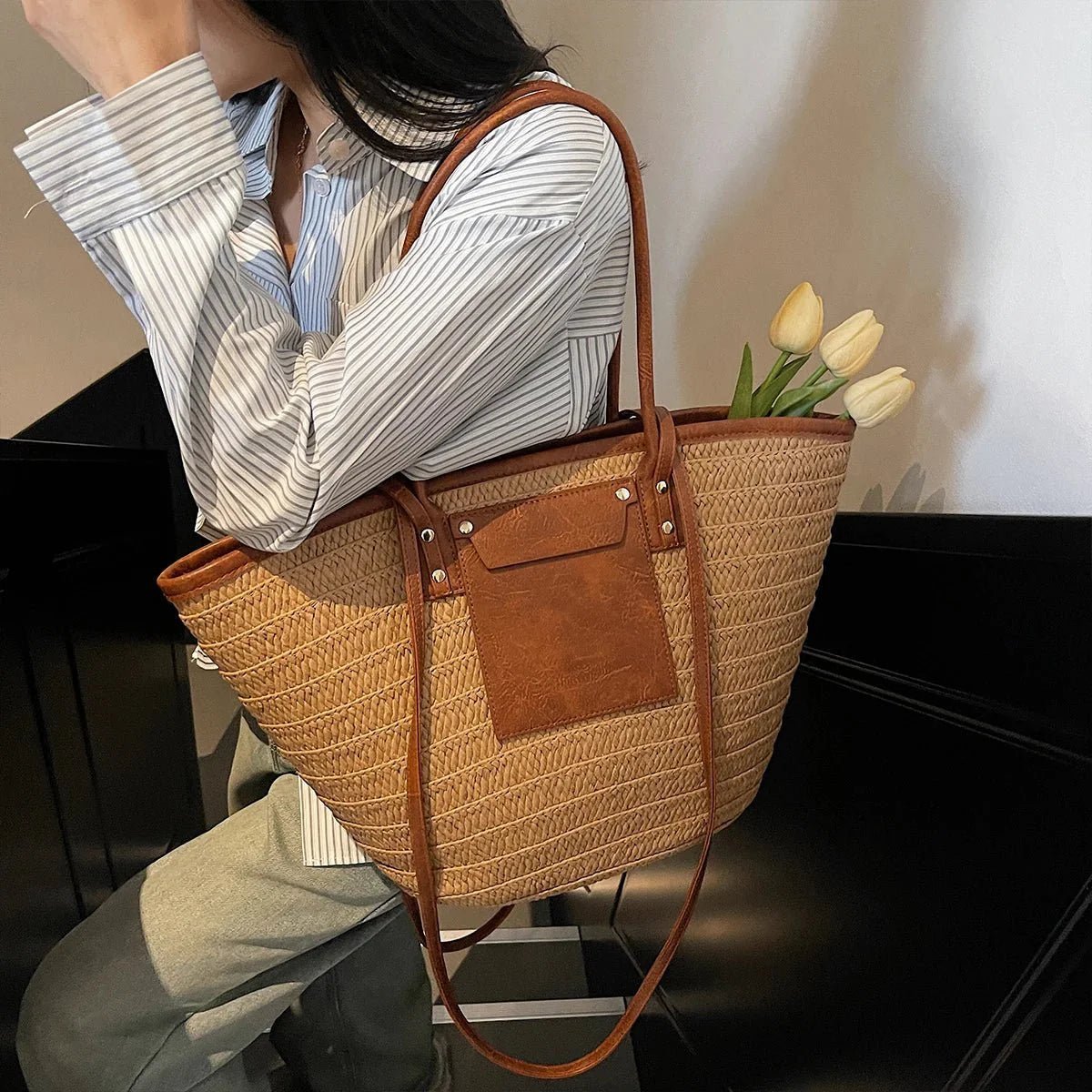 ZEYA - Aneyla Forest Woven Single-Shoulder Tote