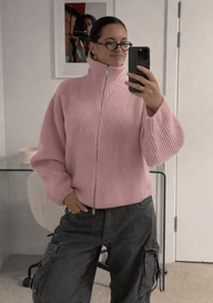 Angela Oversized Ribbed Zip-Up Sweater