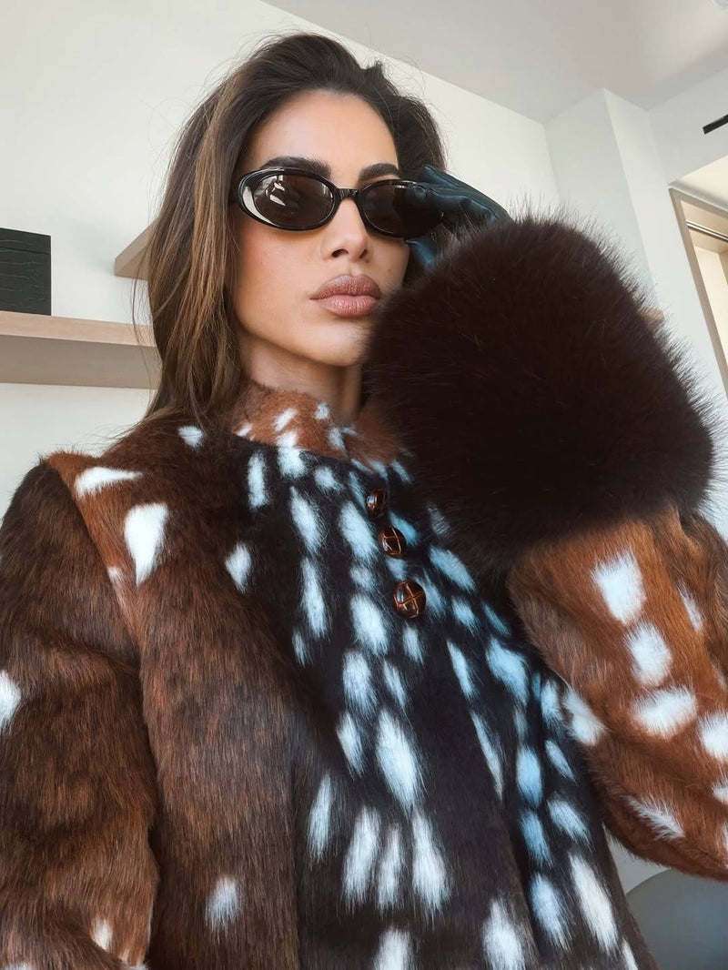ZEYA - Anne Contrast Cuff Faux Fur Jacket