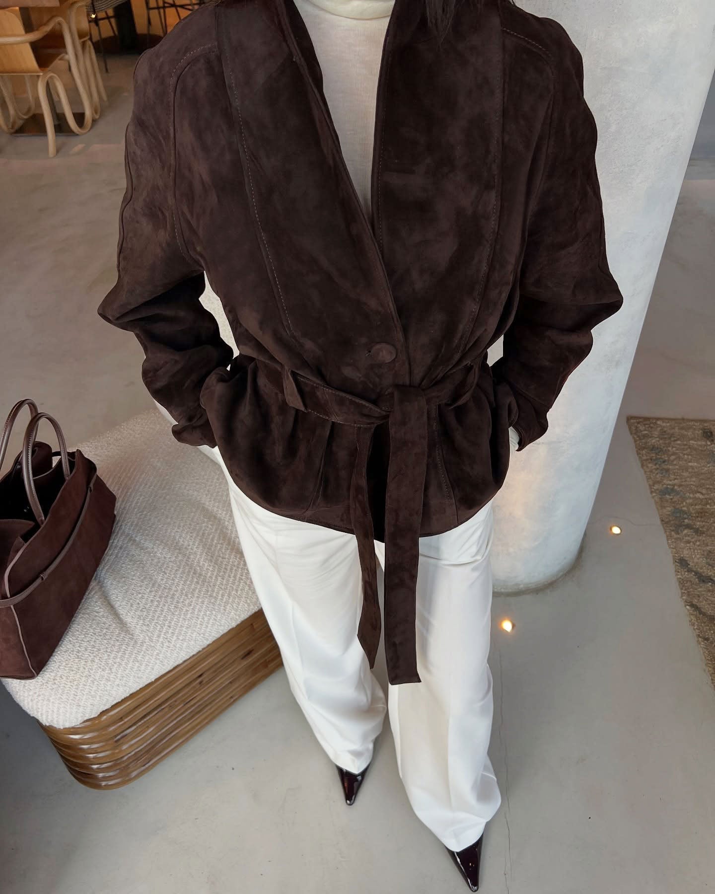 ZEYA - Annie Belted Suede Trench Coat