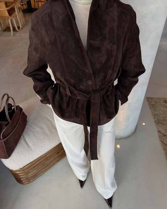 ZEYA - Annie Belted Suede Trench Coat
