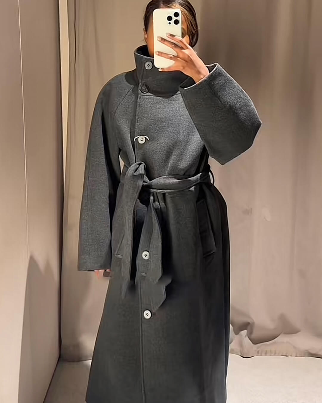 ZEYA - Arielle High Collar Long Belted Coat