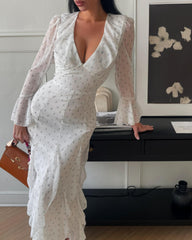Robe maxi Athena à volants et manches évasées