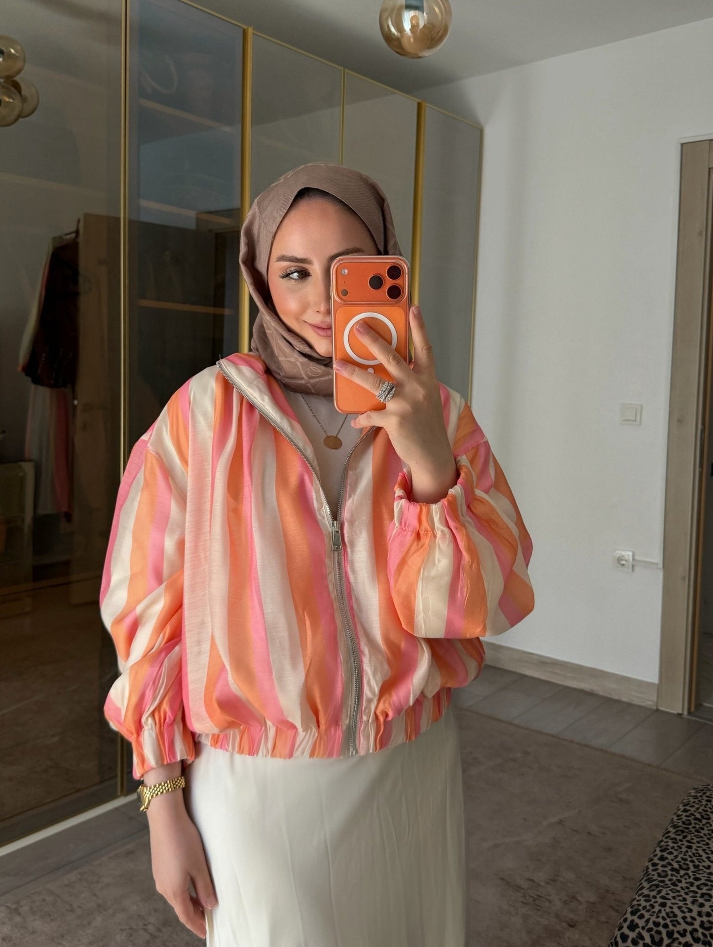 ZEYA - Audrey Striped Bomber Jacket