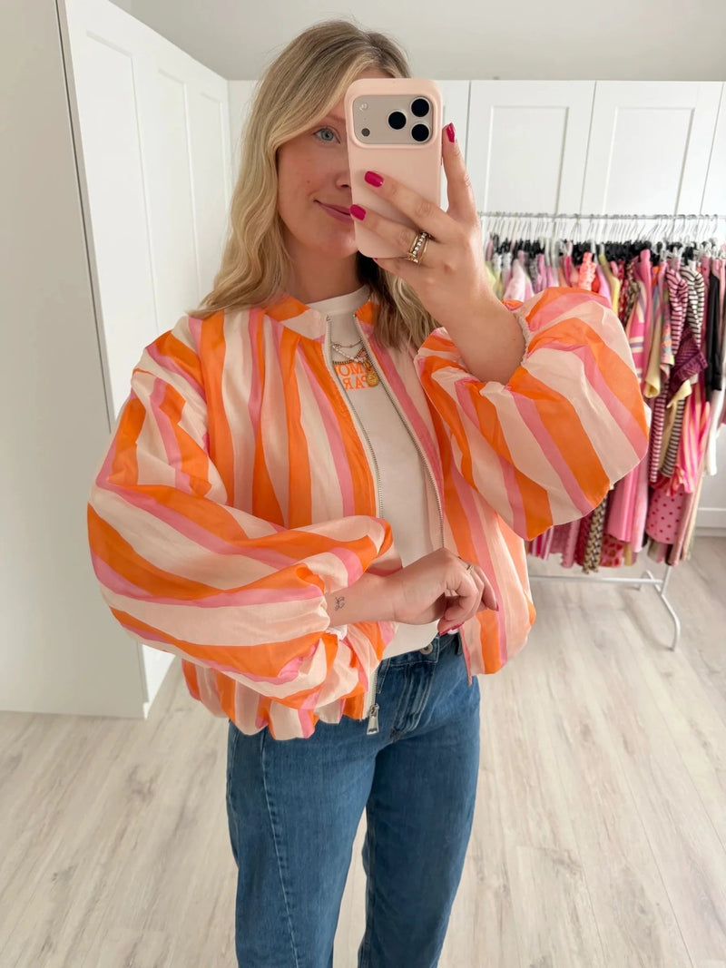 ZEYA - Audrey Striped Bomber Jacket