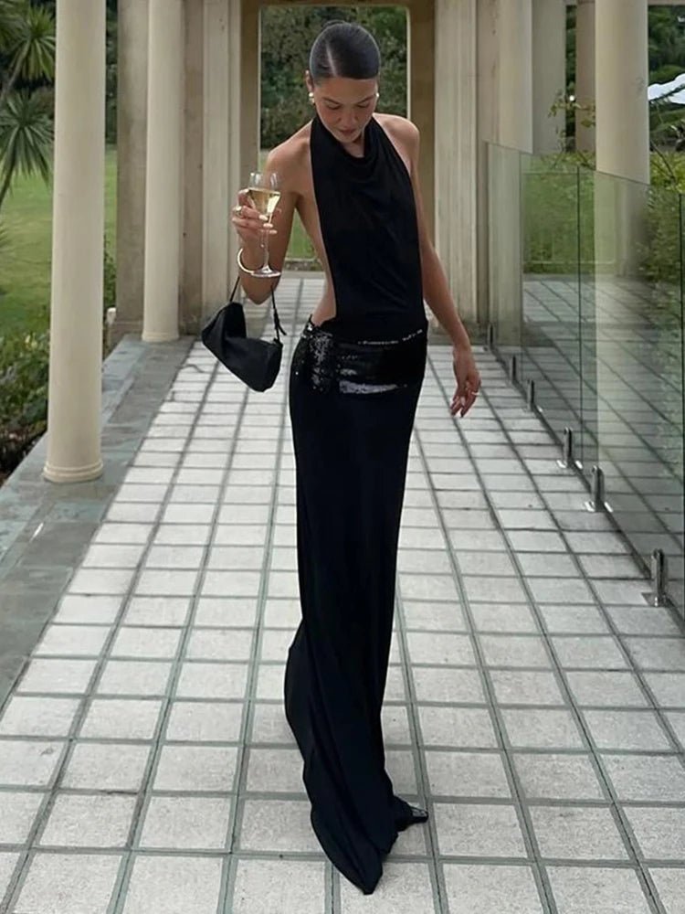 ZEYA - Beatrice Halter Draped Maxi Dress