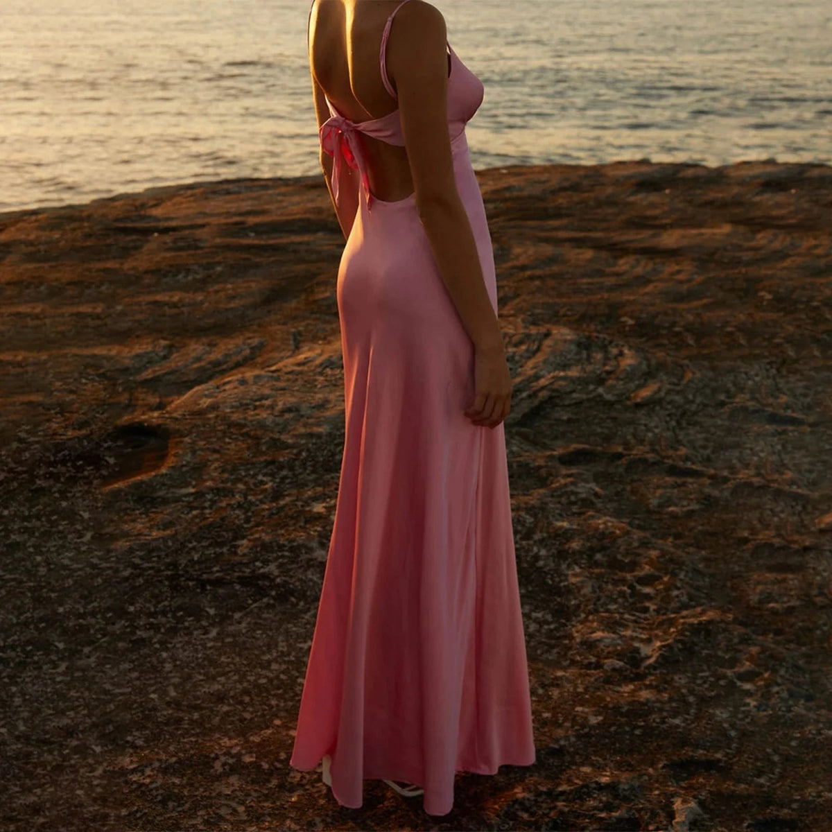 ZEYA - Bianca Backless Tie-Front Cami Dress