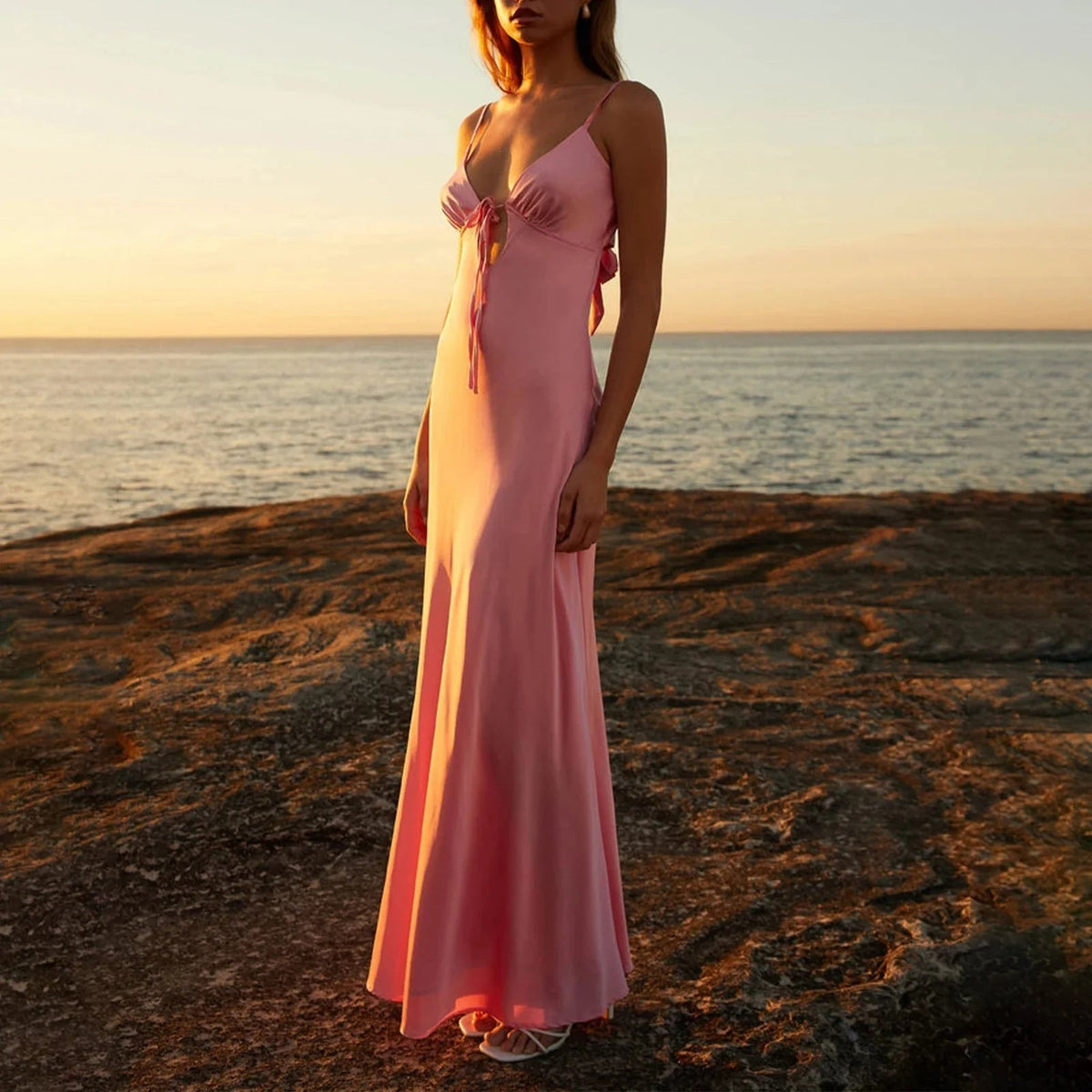 ZEYA - Bianca Backless Tie-Front Cami Dress