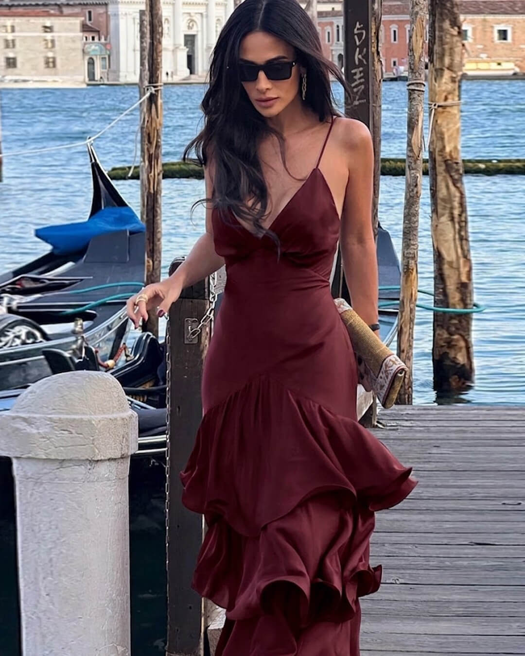 ZEYA - Blaire Ruffled Sling Evening Dress