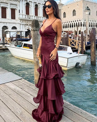 Blaire Ruffled Sling Evening Dress