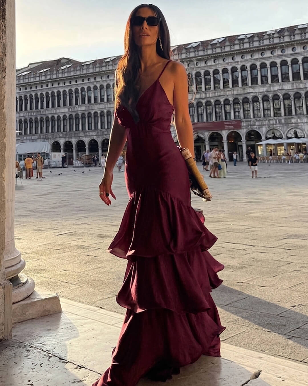 ZEYA - Blaire Ruffled Sling Evening Dress