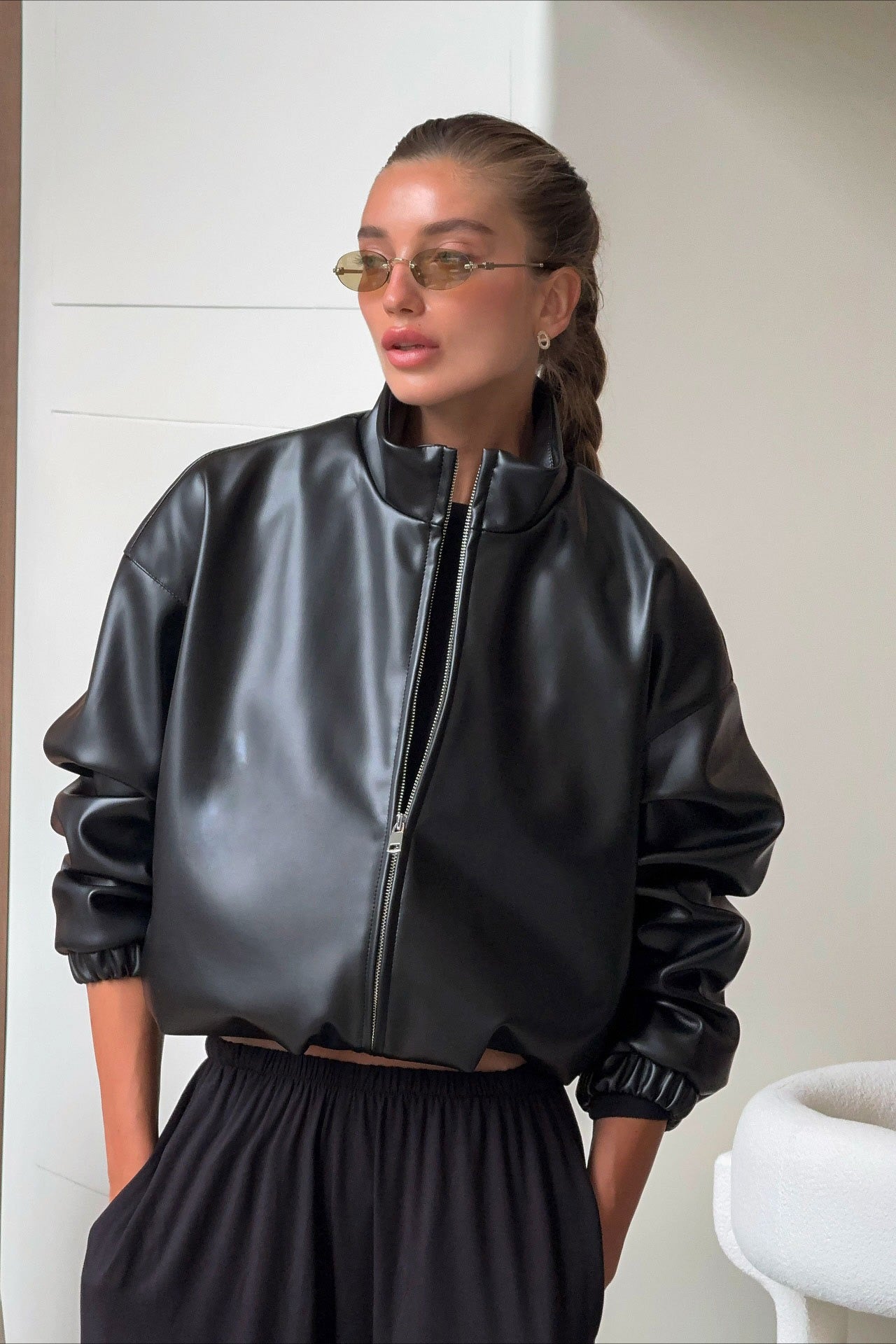 ZEYA - Blake Cropped Leather Jacket