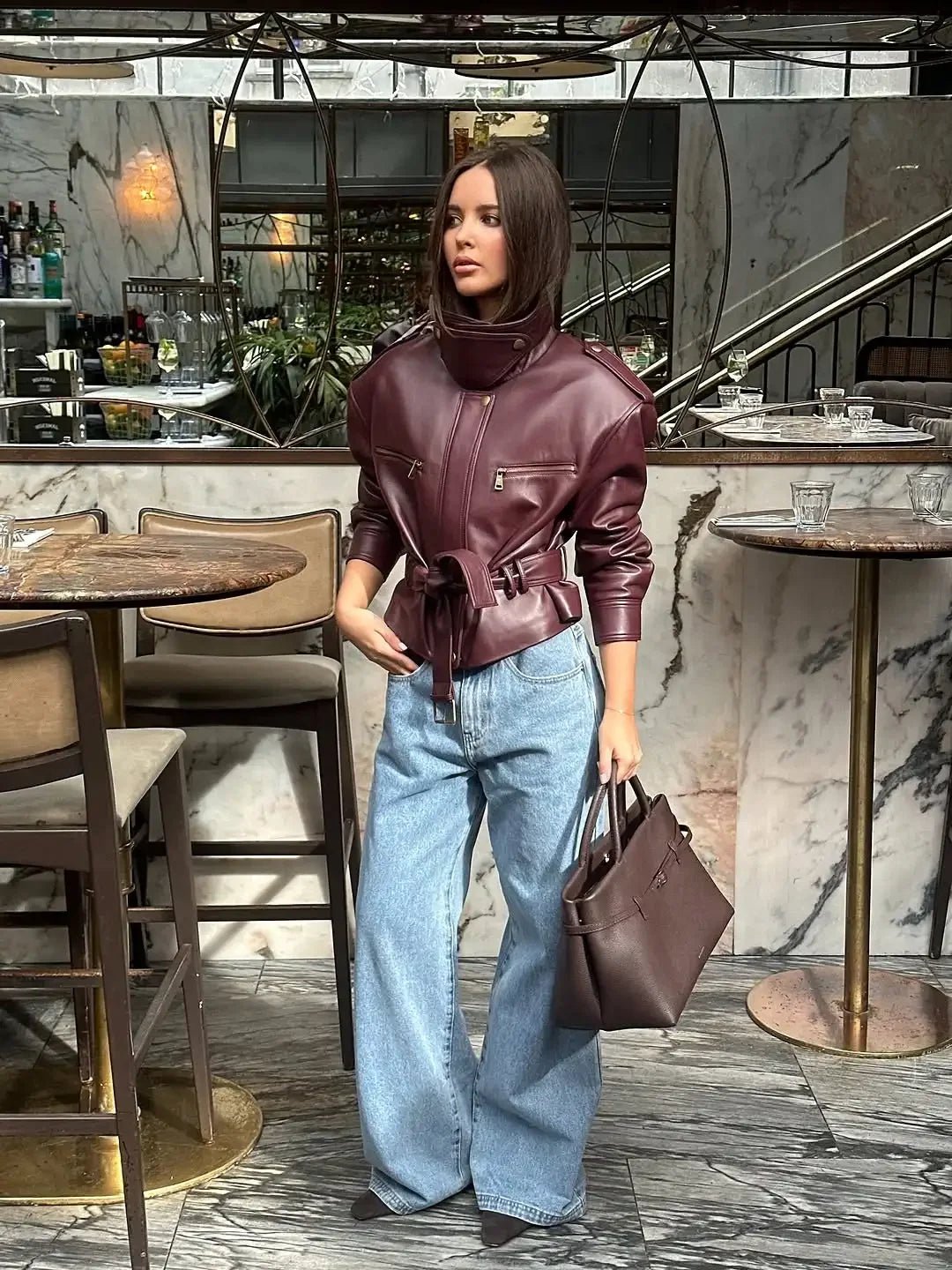 ZEYA - Brooklyn Belted Faux Leather Jacket