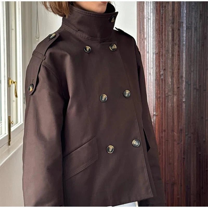 ZEYA - Brynn Stand Collar Cropped Trench Coat
