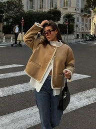 Manteau en daim à fausse fourrure Candace