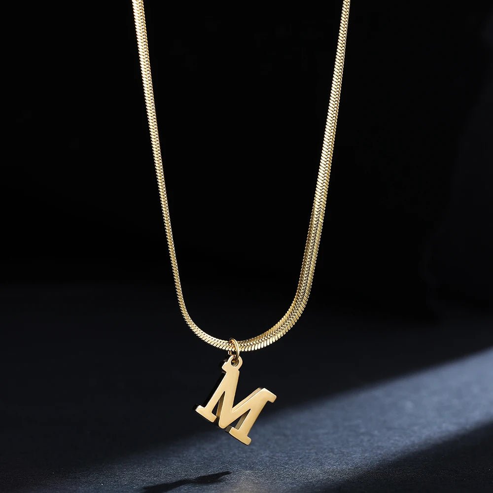 ZEYA - Capriana Inital Necklace - Gold Initial Necklace with A - Z Alphabet Pendant & Elegant Snake Chain