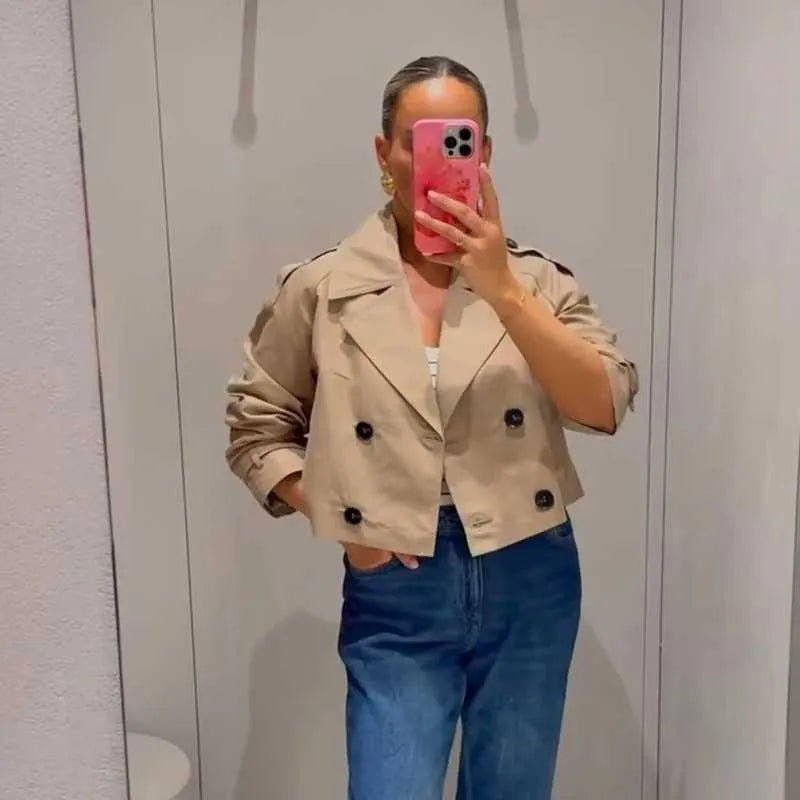 ZEYA - Carla Cropped Double Breasted Trench Coat