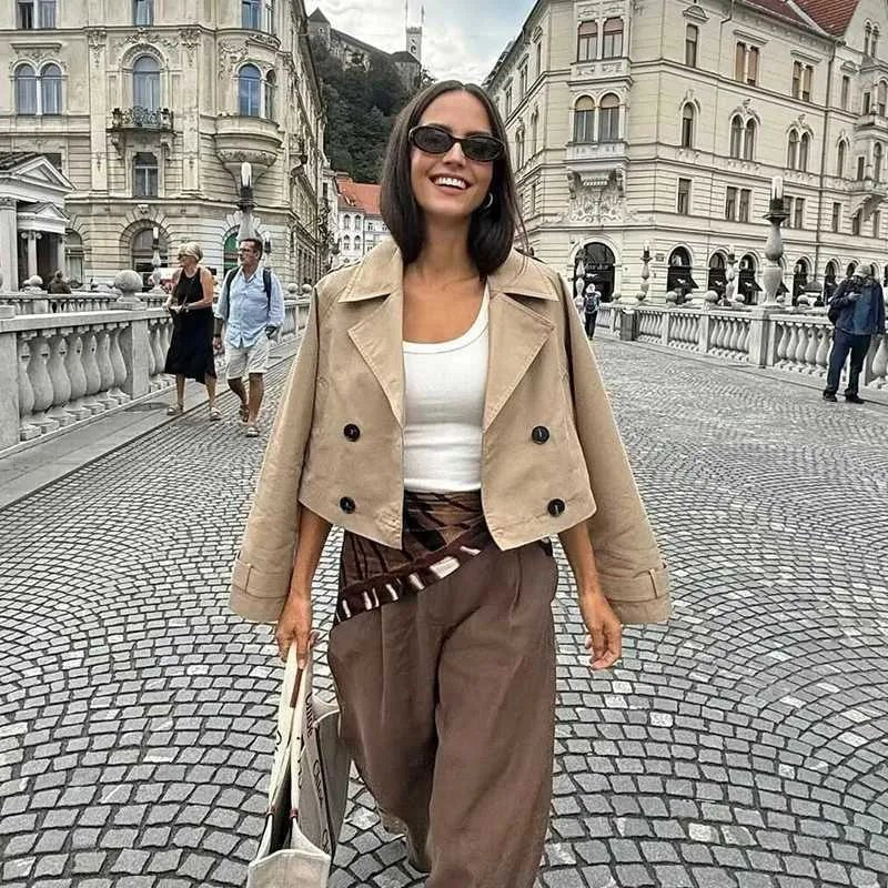 ZEYA - Carla Cropped Double Breasted Trench Coat