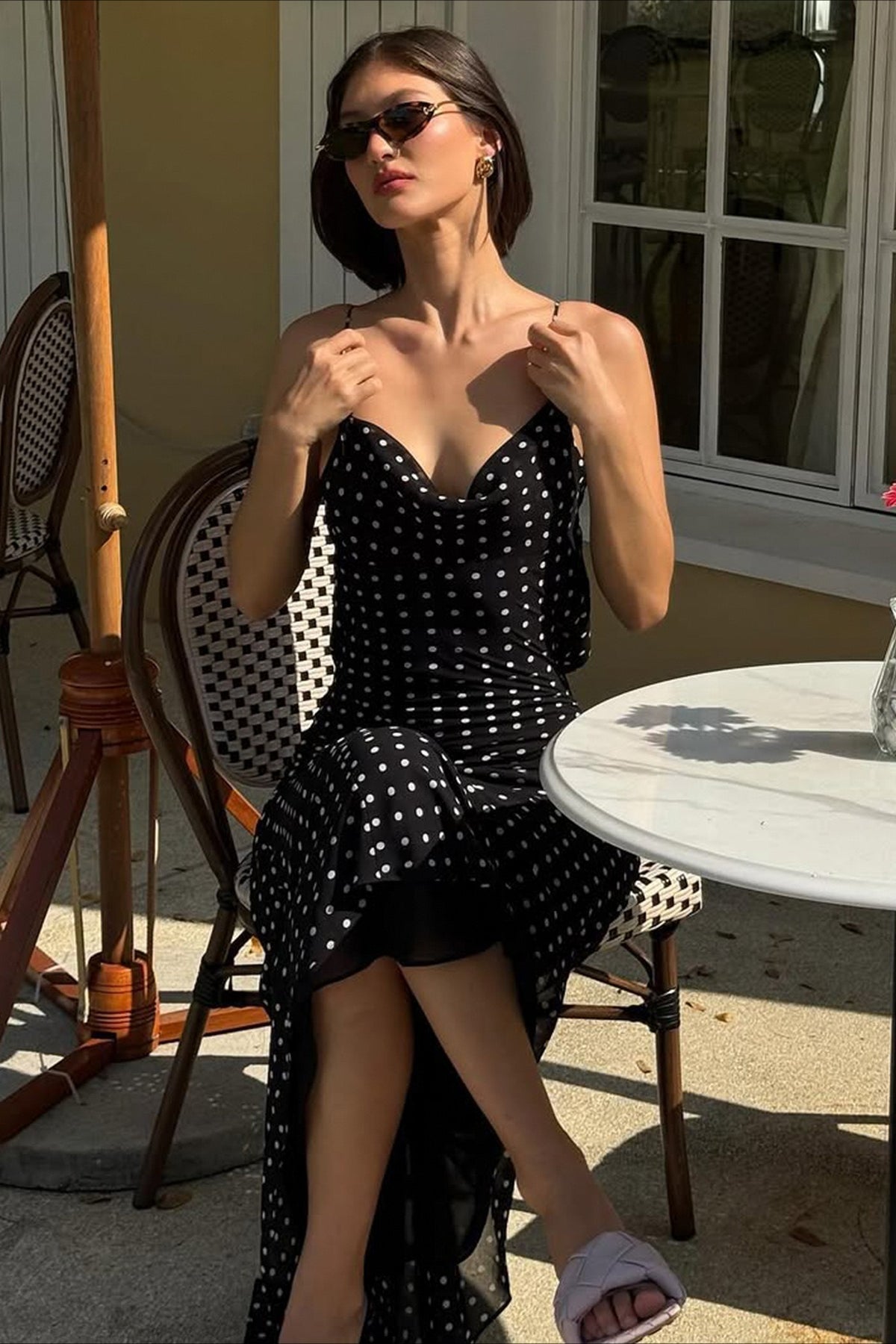 ZEYA - Caryl Polka Dot Backless Maxi Dress