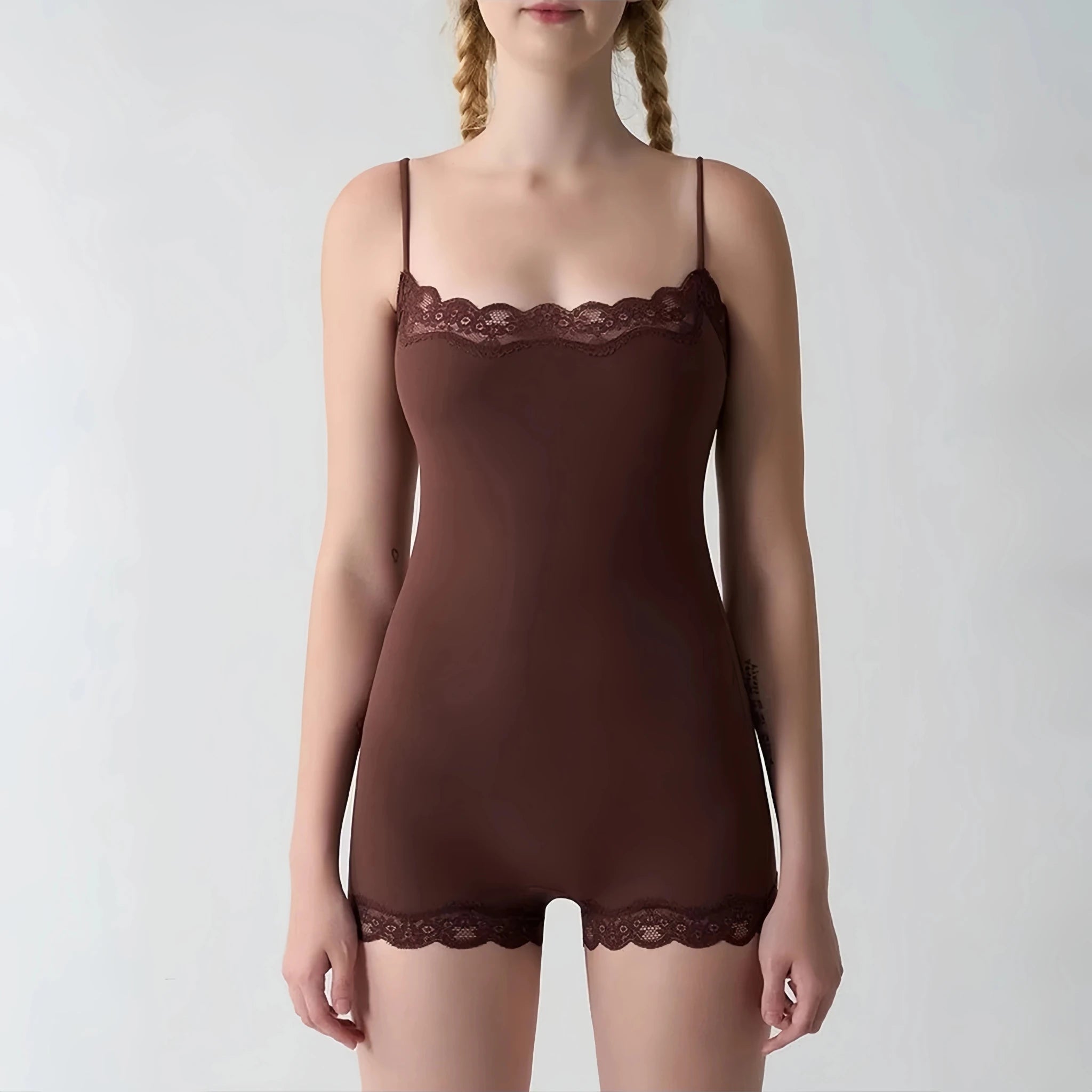 ZEYA - Cecille Lace Trim Strap Romper