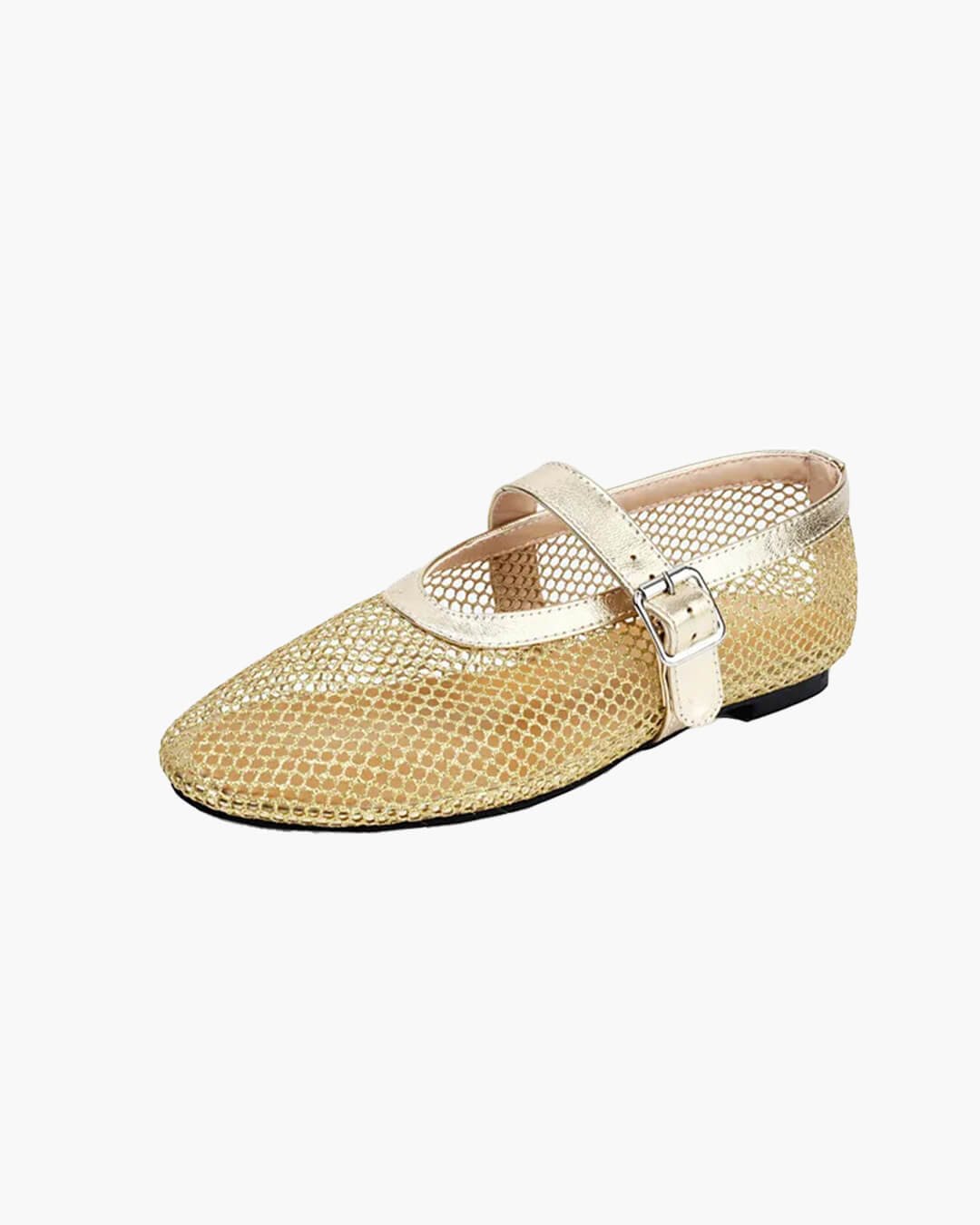 ZEYA - Celeste Buckled Mesh Ballet Flats