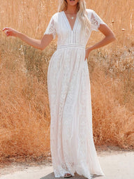 Robe maxi Celestine en dentelle bohème